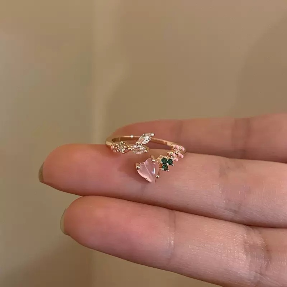 Elegant Pink and Green Gemstone Ring